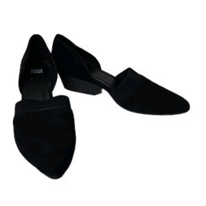 Eileen Fisher Women Shoe 12‎ Black Suede Hilly Wedge d'Orsay Pump Pull-On Formal